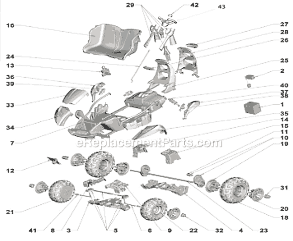 Page A Diagram and Parts List for P4266  Power Wheels Ride-On ATVs
